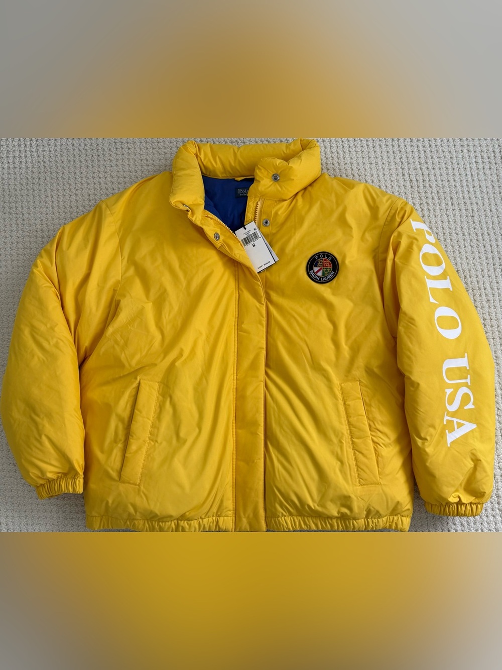 Nwts $598- Vtg Retro Polo Ralph Lauren USA Cookie Down Puffer Jacket 80s 90s Med